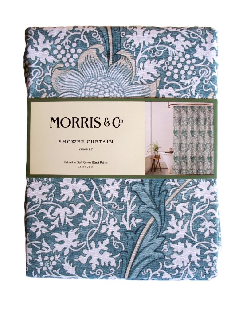 Morris & Co. Fabric Shower Curtain Kennet Pattern 72x72 inches NWT